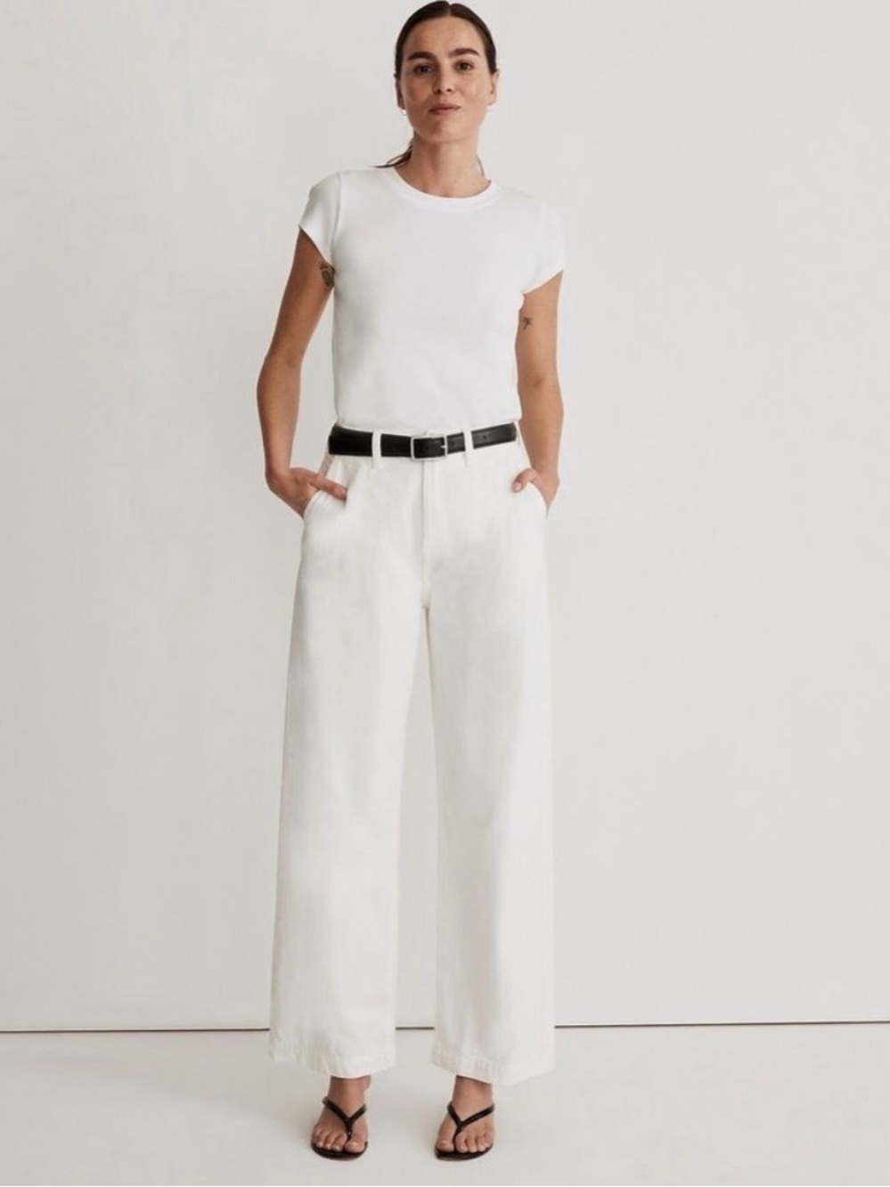 Madewell Harlow White Wide-Leg Jean Pants